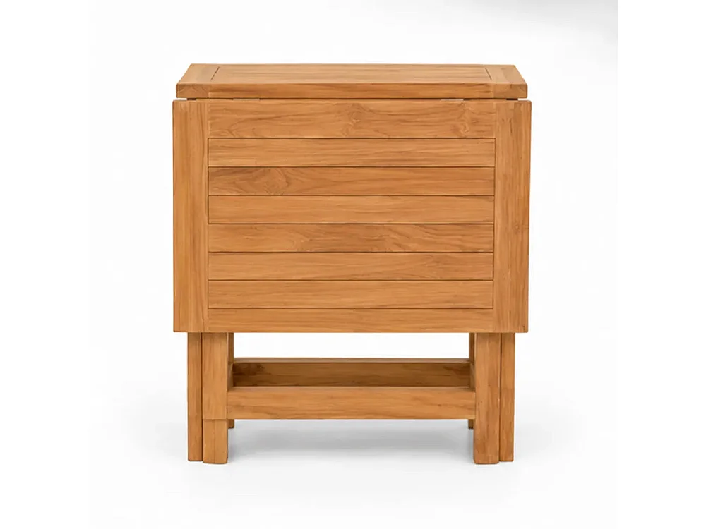 Tempo Style - Tavolo Pieghevole a Farfalla in Legno Teak TERRASSE | Tavolo Salvaspazio da Esterno con Ali Richiudibili | 130 x 76 x 70 cm