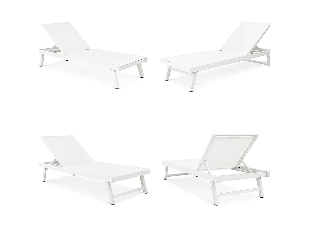 Tempo Style - Lettino Prendisole Reclinabile TENERIFE Bianco | Alluminio e Textilene Traspirante | Schienale Reclinabile in 5 posizioni da Esterno