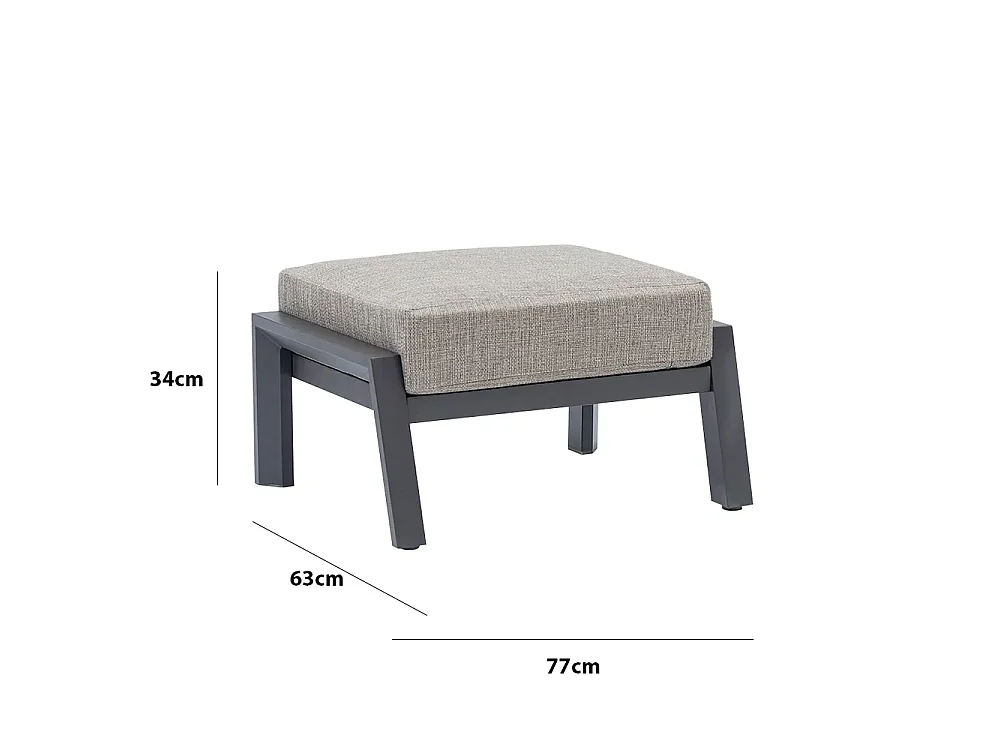 Tempo Style - Pouf KEA in alluminio antracite | Resistente alle intemperie | Con morbido cuscino sfoderabile | Per ambienti esterni come giardini