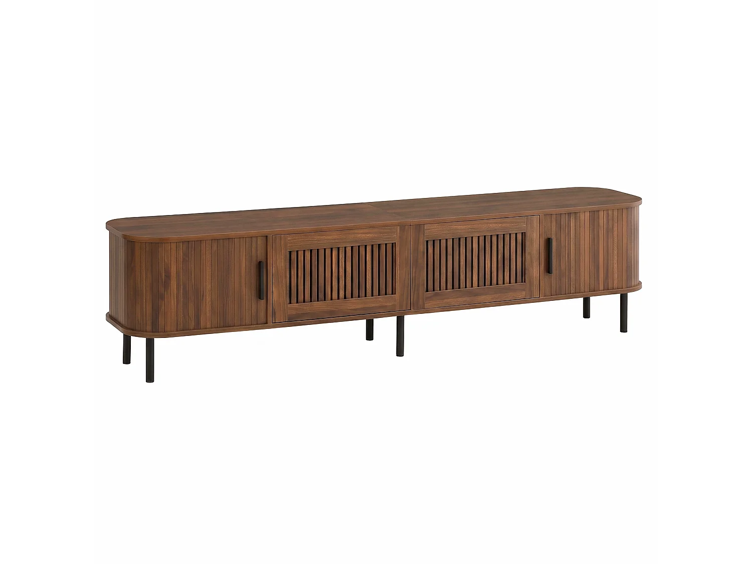 Meuble TV marron 180x40x44,5 cm avec LED pilotée par application, 2 tiroirs et 2 portes coulissantes pour salon
