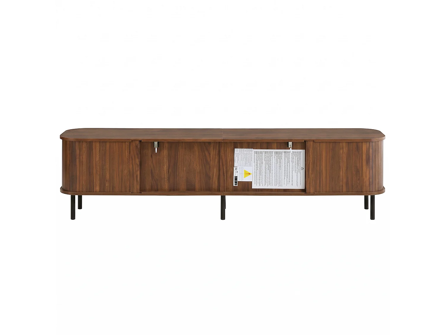 Meuble TV marron 180x40x44,5 cm avec LED pilotée par application, 2 tiroirs et 2 portes coulissantes pour salon