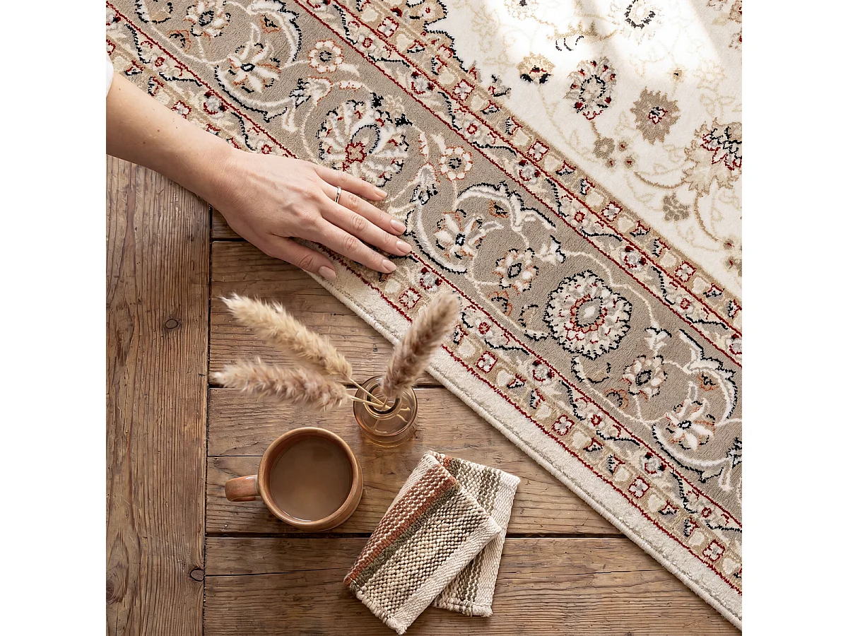 Tapis Dubai Deluxe salon oriental classique, Crème, 200 x 290 cm