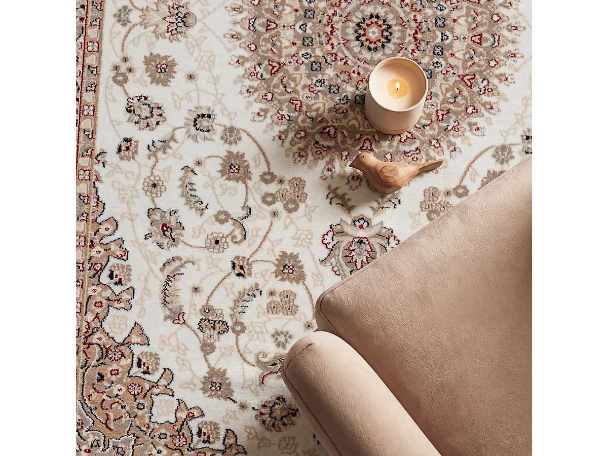 Tapis Dubai Deluxe salon oriental classique, Crème, 200 x 290 cm