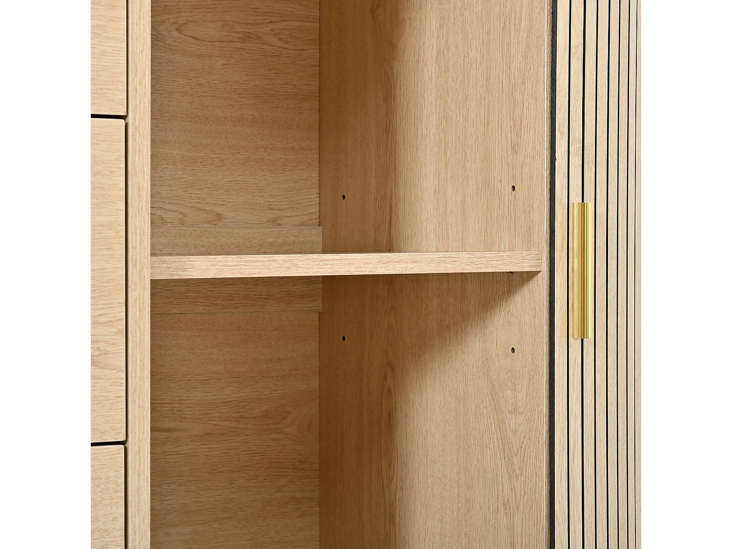 Aparador con 3 cajones y puertas correderas, de MDF, color natural, 160 x 40 x 80,5 cm