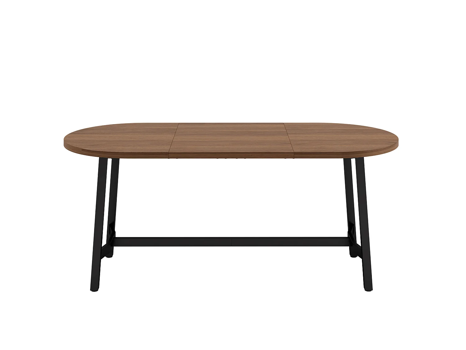 Table à manger ovale 180 x 80 cm effet noyer pour 6 à 8 personnes, coins arrondis, pieds en métal, style moderne