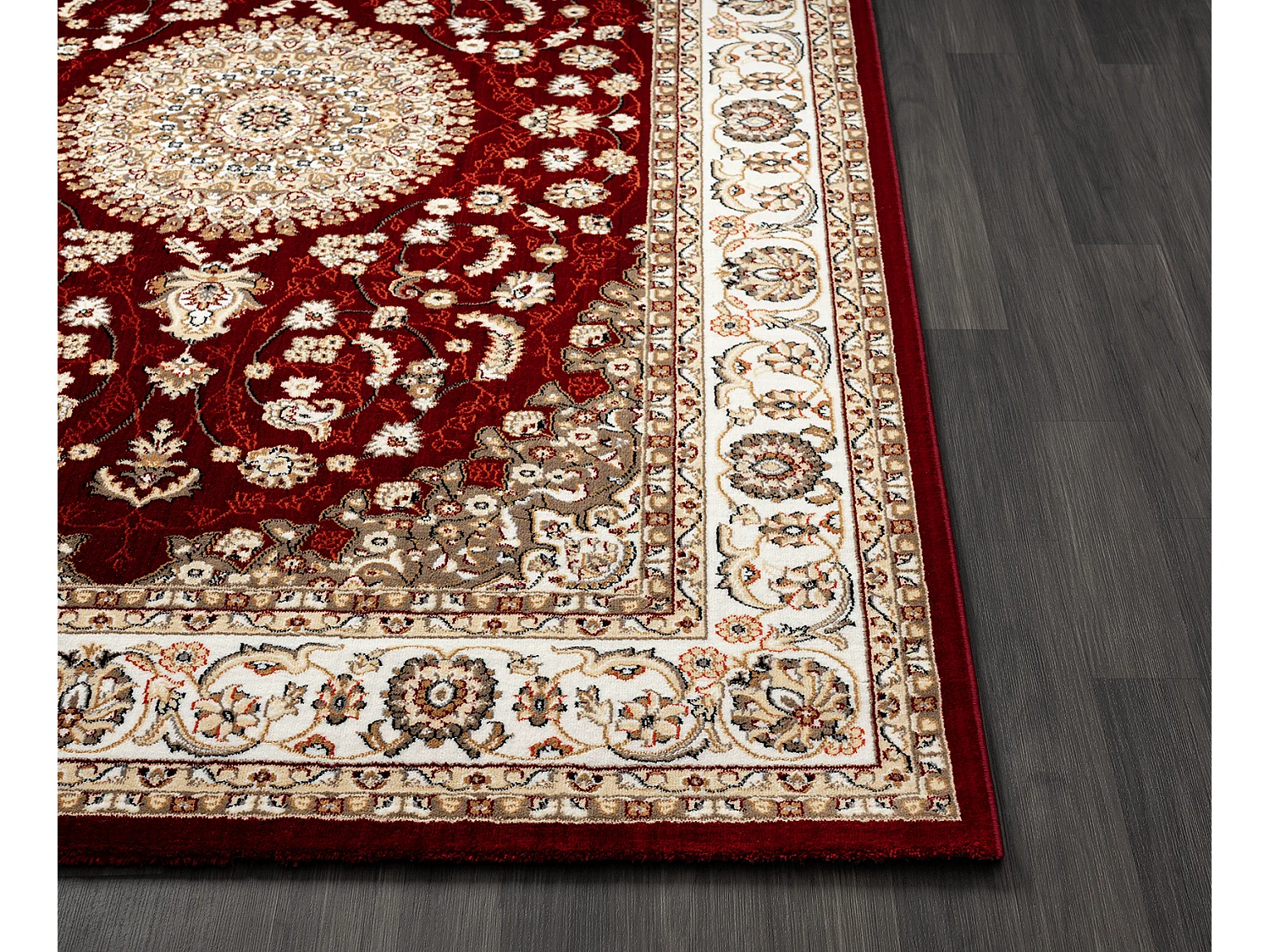 Tapis Dubai Deluxe salon oriental classique, Rouge, 160 x 230 cm