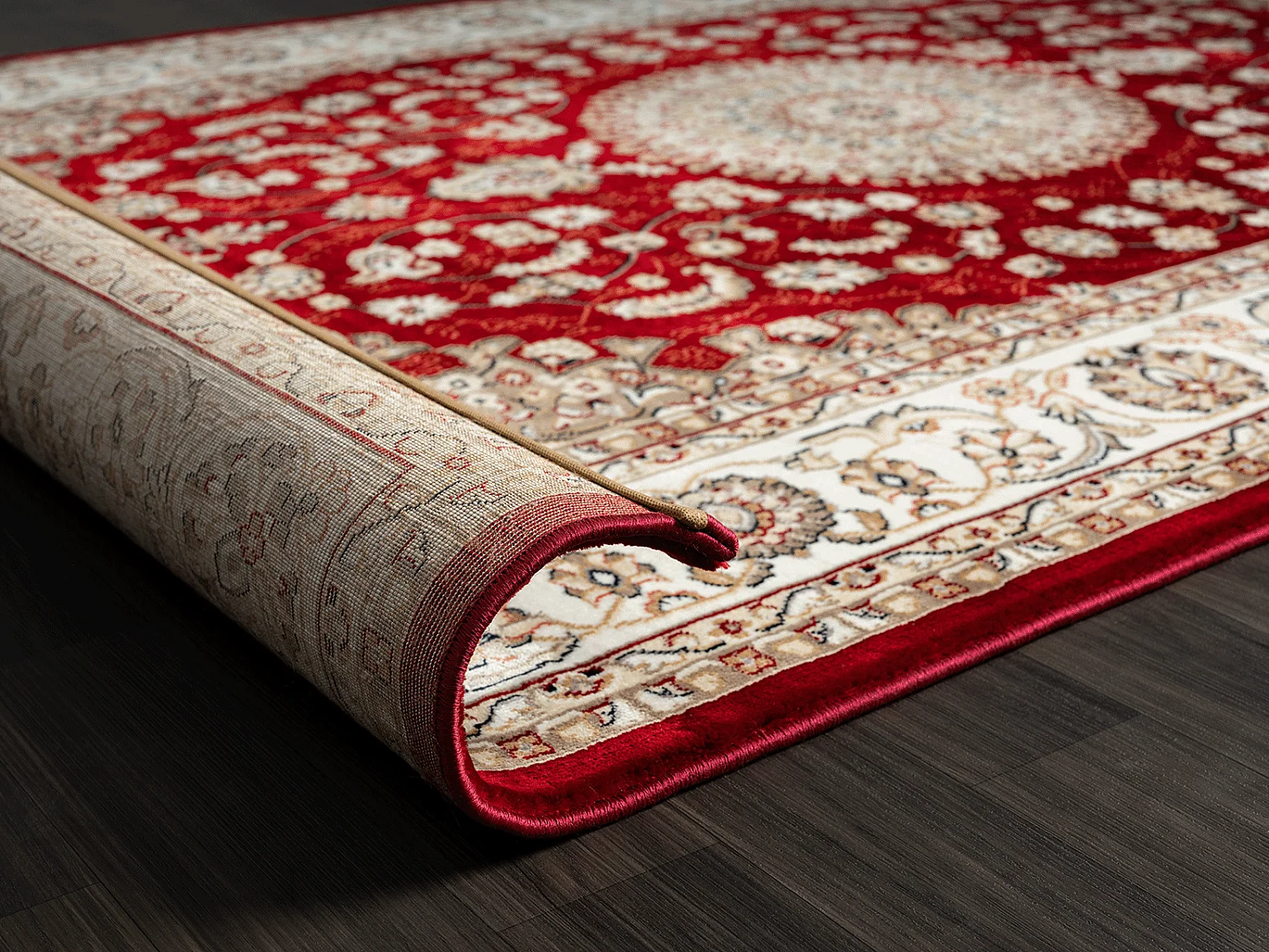 Tapis Dubai Deluxe salon oriental classique, Rouge, 160 x 230 cm