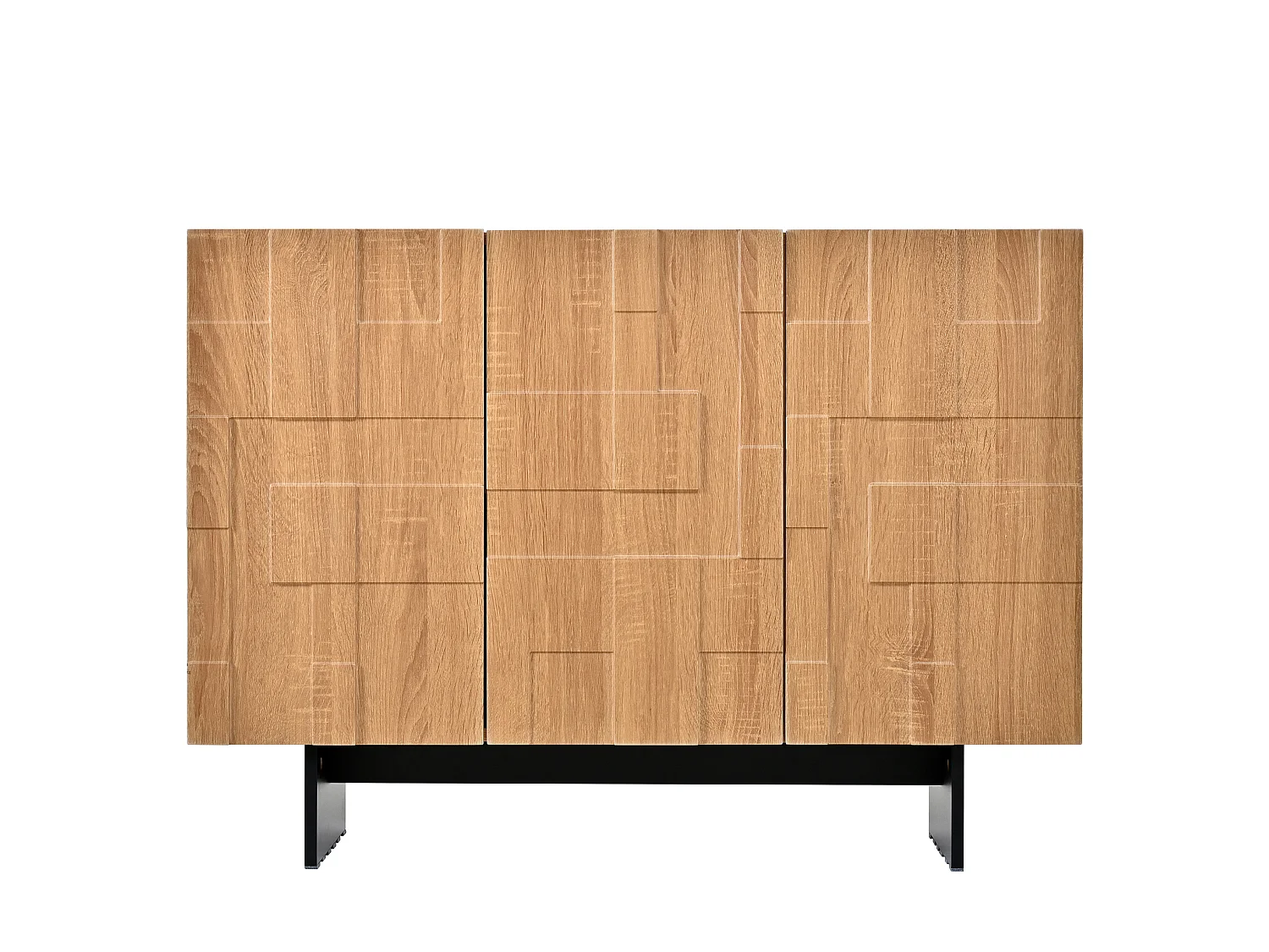Aparador con 3 puertas y estantes ajustables, color natural, 105 x 33,5 x 76 cm