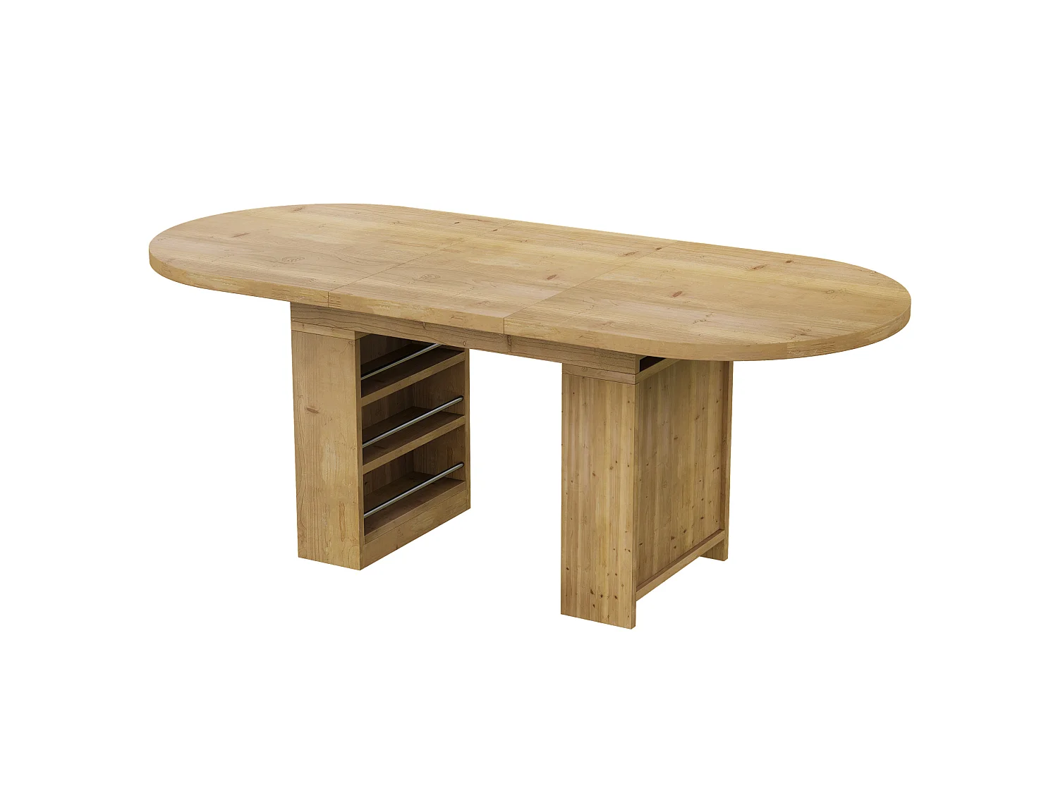 Table à manger extensible 150-200 x 90 cm effet chêne pour 6 à 8 personnes, rangement ouvert et plateau de table épaissi