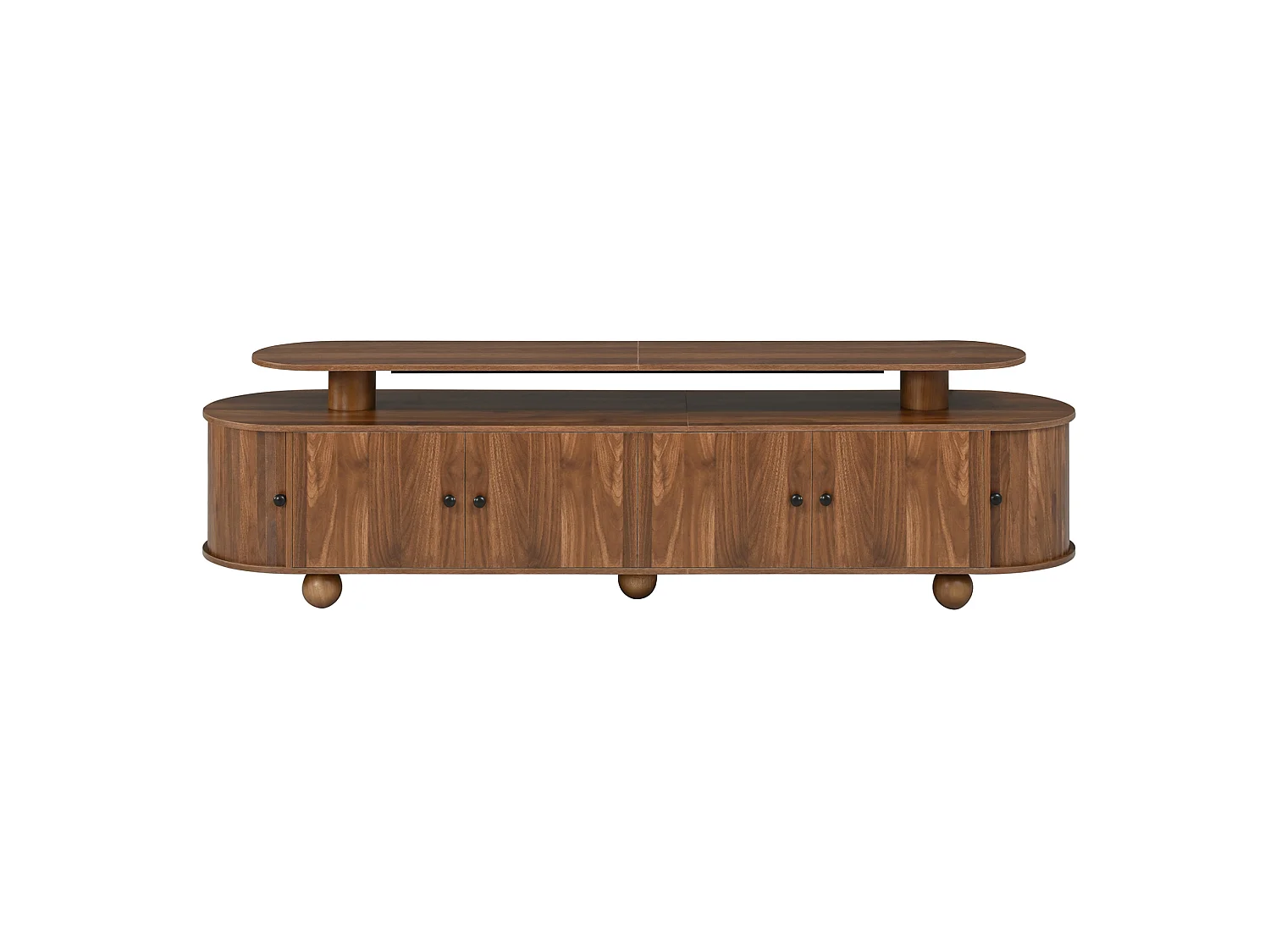 TV-Schrank braun 180x40x48 cm mit 4 festen Türen, 2 Schiebetüren und LED-Beleuchtung für Wohnzimmer