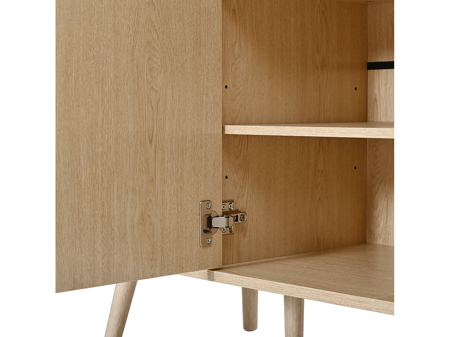 Aparador con 2 puertas abatibles y puertas correderas laterales, de MDF, color natural, 150 x 40 x 79 cm