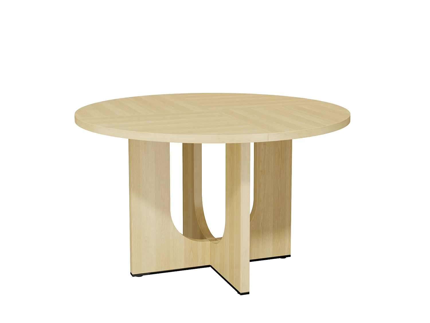 Table à manger ronde 120 cm effet naturel pour 4 à 6 personnes, table en MDF adaptée au salon