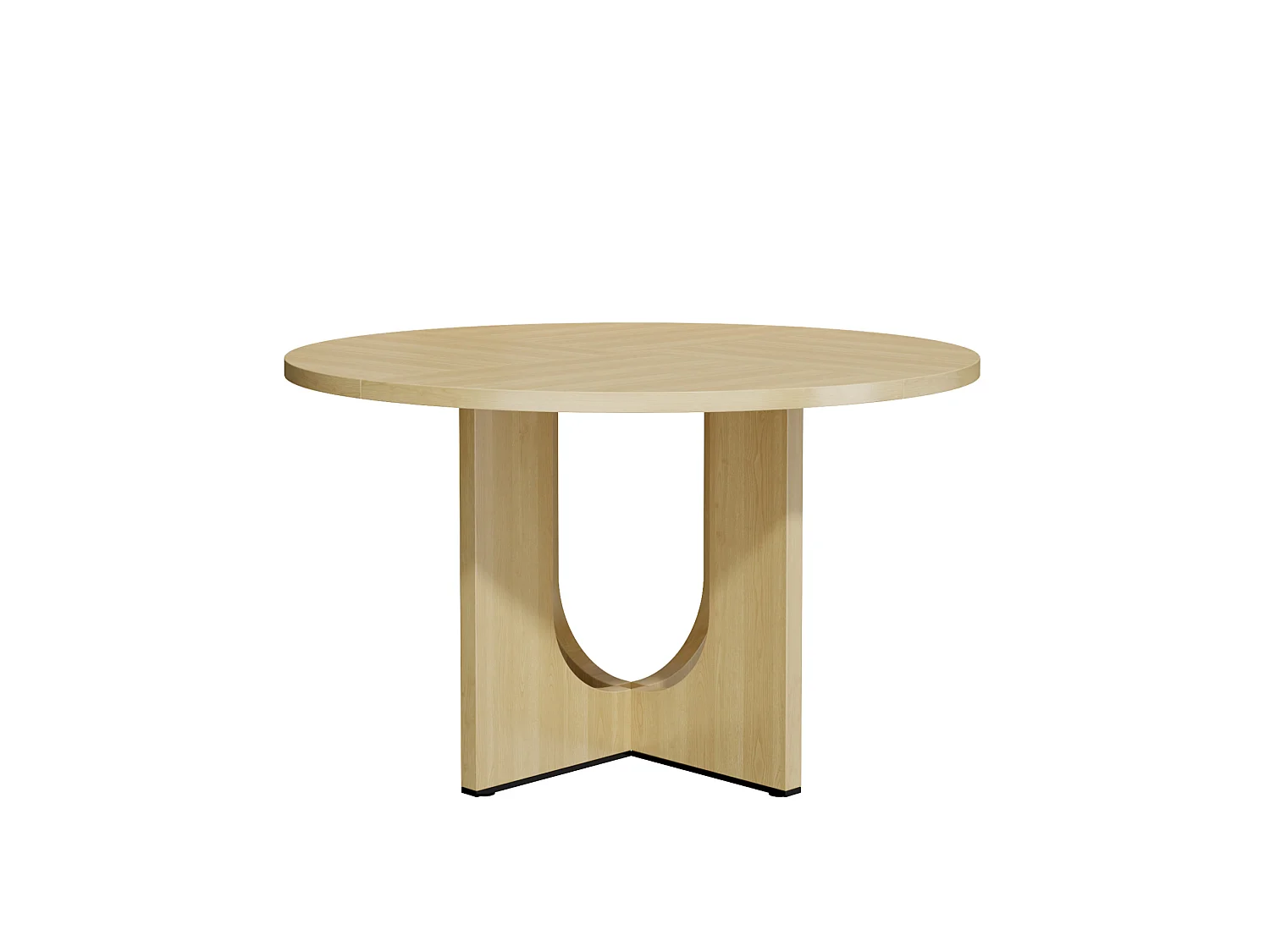 Table à manger ronde 120 cm effet naturel pour 4 à 6 personnes, table en MDF adaptée au salon
