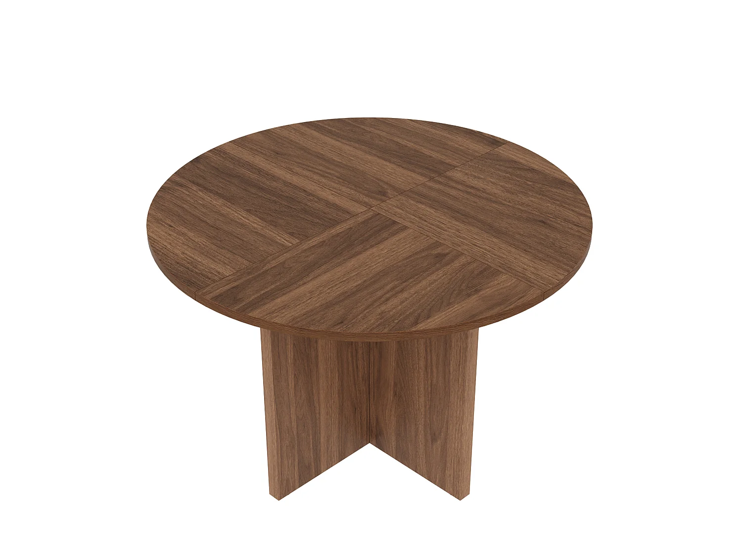 Table à manger ronde 120 cm marron pour 4 à 6 personnes, plateau aspect bois en MDF