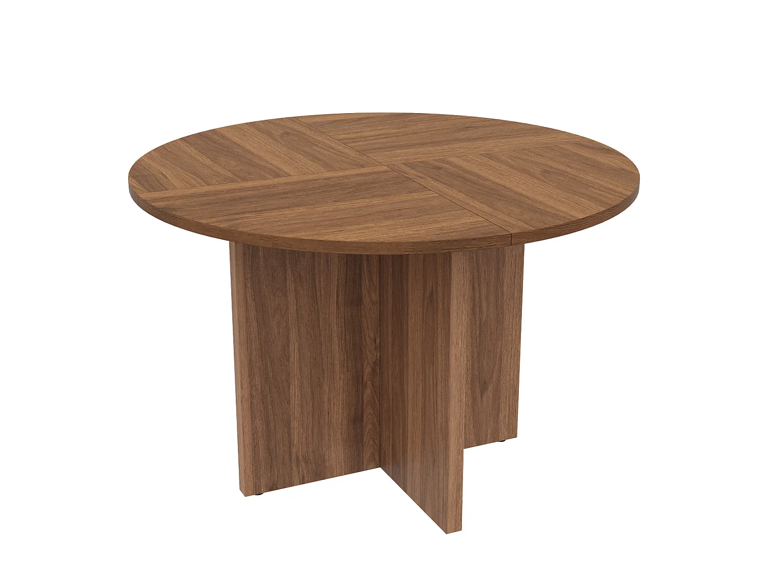 Table à manger ronde 120 cm marron pour 4 à 6 personnes, plateau aspect bois en MDF