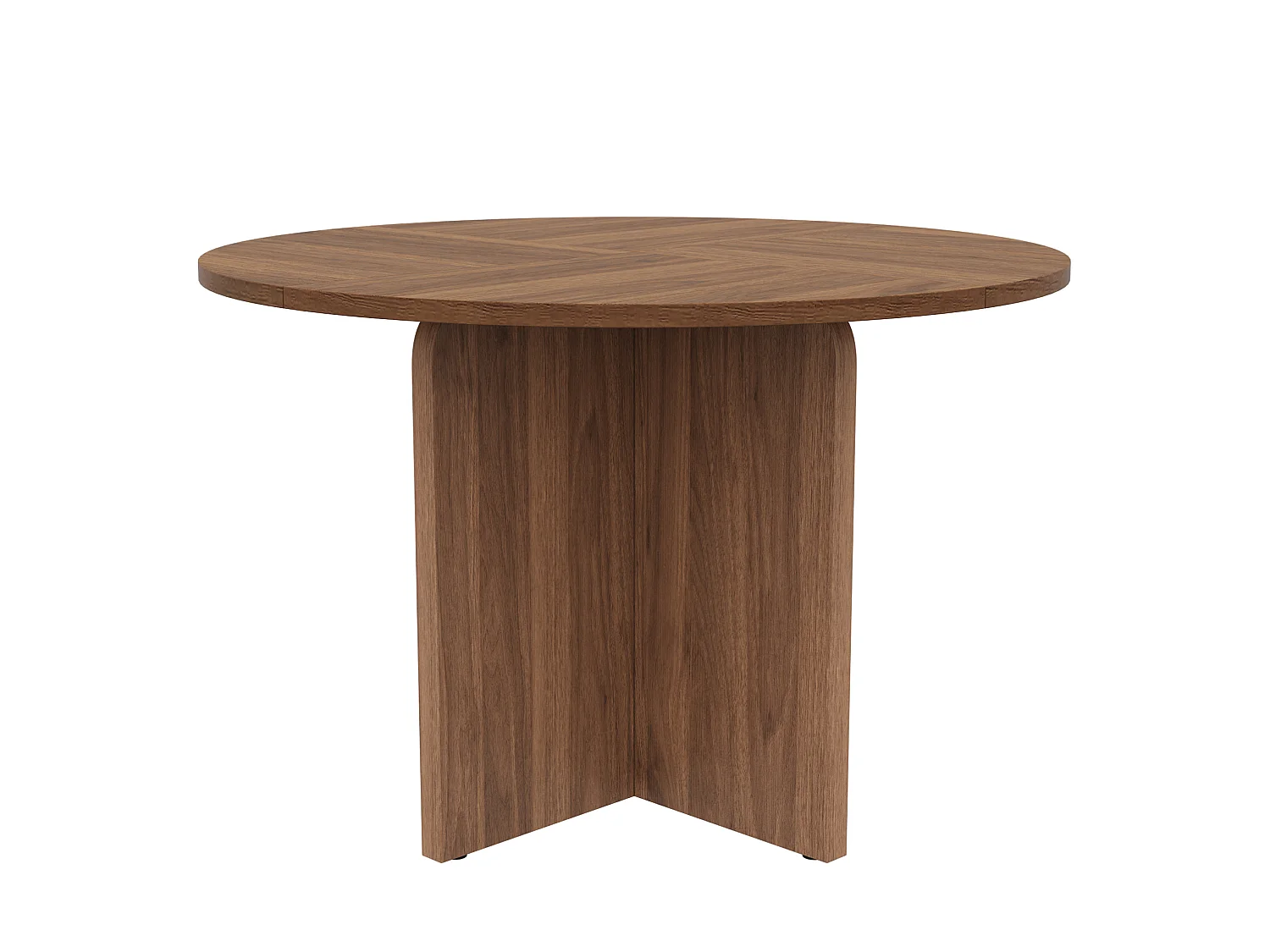Table à manger ronde 120 cm marron pour 4 à 6 personnes, plateau aspect bois en MDF