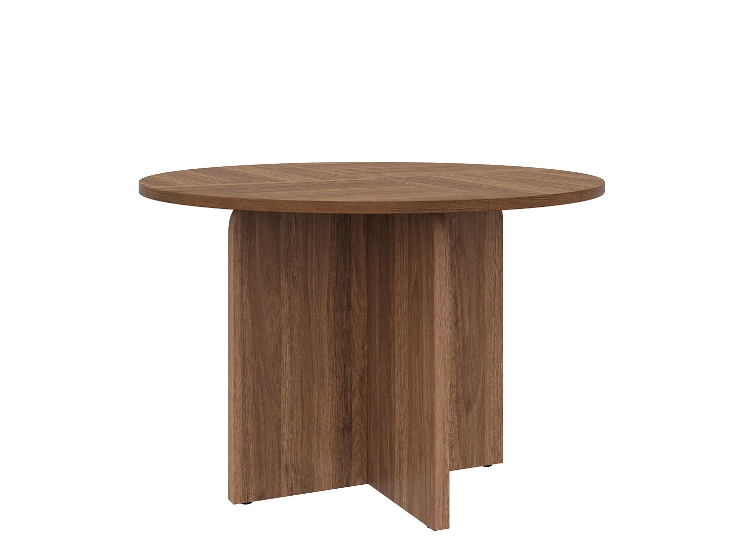 Table à manger ronde 120 cm marron pour 4 à 6 personnes, plateau aspect bois en MDF