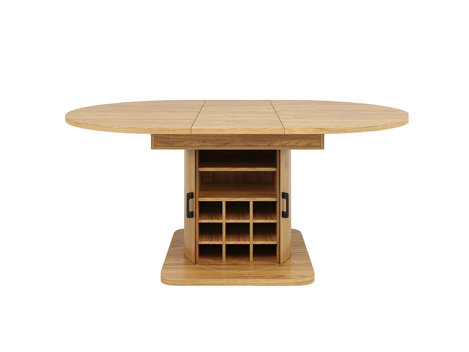 Table de salle à manger extensible naturel clair en MDF pour 4 à 6 personnes, multifonction avec rangement et étagères amovibles