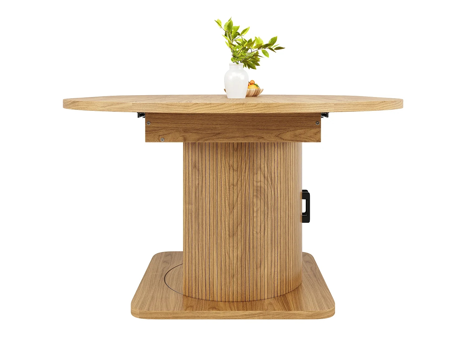 Table de salle à manger extensible naturel clair en MDF pour 4 à 6 personnes, multifonction avec rangement et étagères amovibles