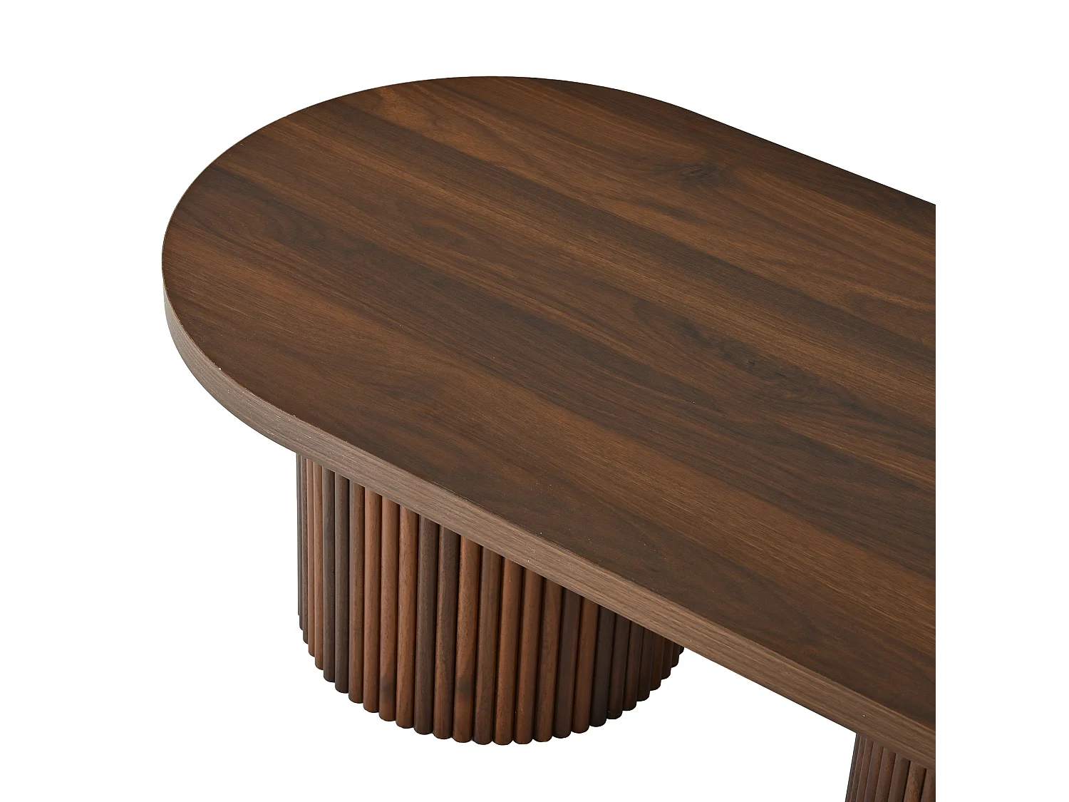 Tavolino ovale 100x50x35 cm finitura marrone per soggiorno, stile retr貌 minimalista, mdf rinforzato, gambe cilindriche