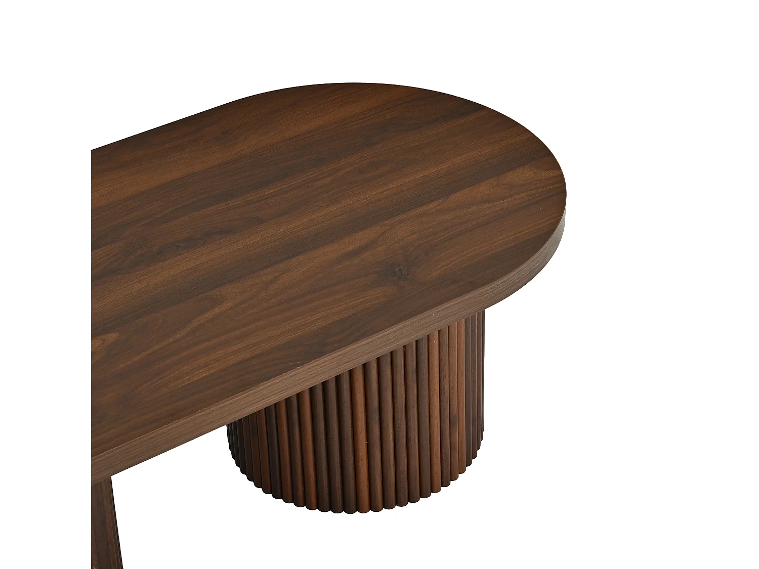Tavolino ovale 100x50x35 cm finitura marrone per soggiorno, stile retr貌 minimalista, mdf rinforzato, gambe cilindriche