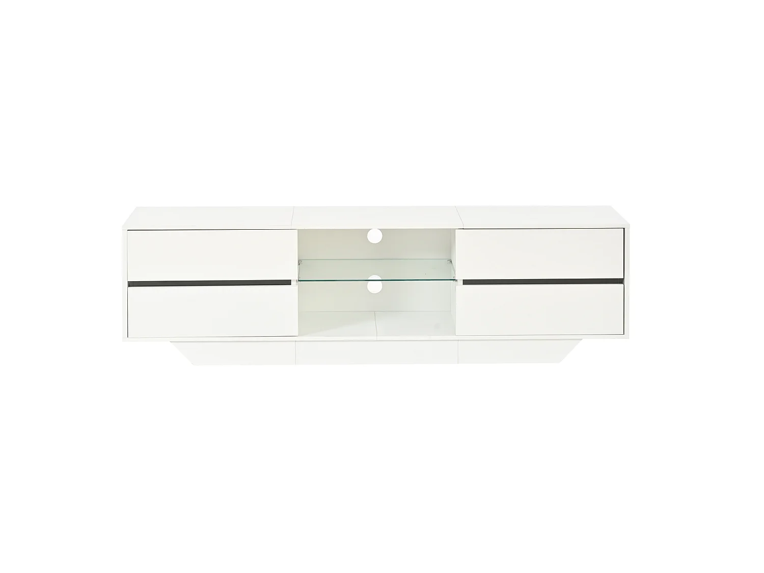 TV-Schrank 160 cm Hochglanz weiß mit LED-Beleuchtung, 2 Klapptüren und 4 Staurräumen für Wohnzimmer