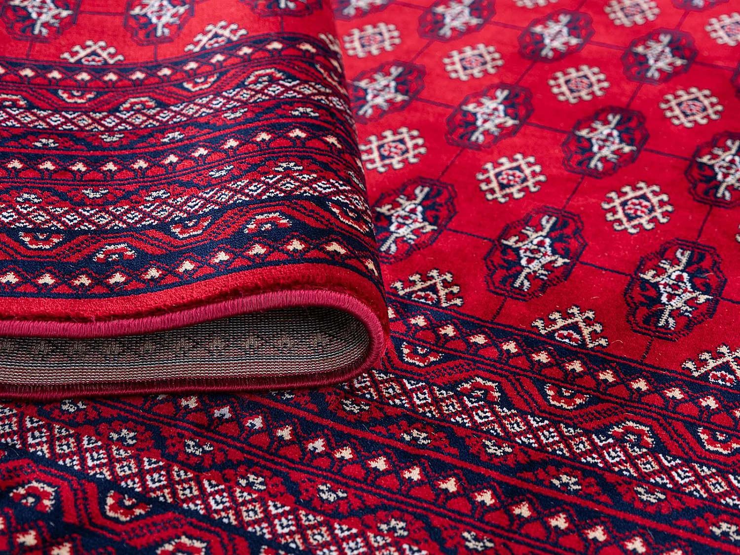 Tapis Dubai Deluxe salon ornement oriental classique, Rouge, 80 x 150 cm