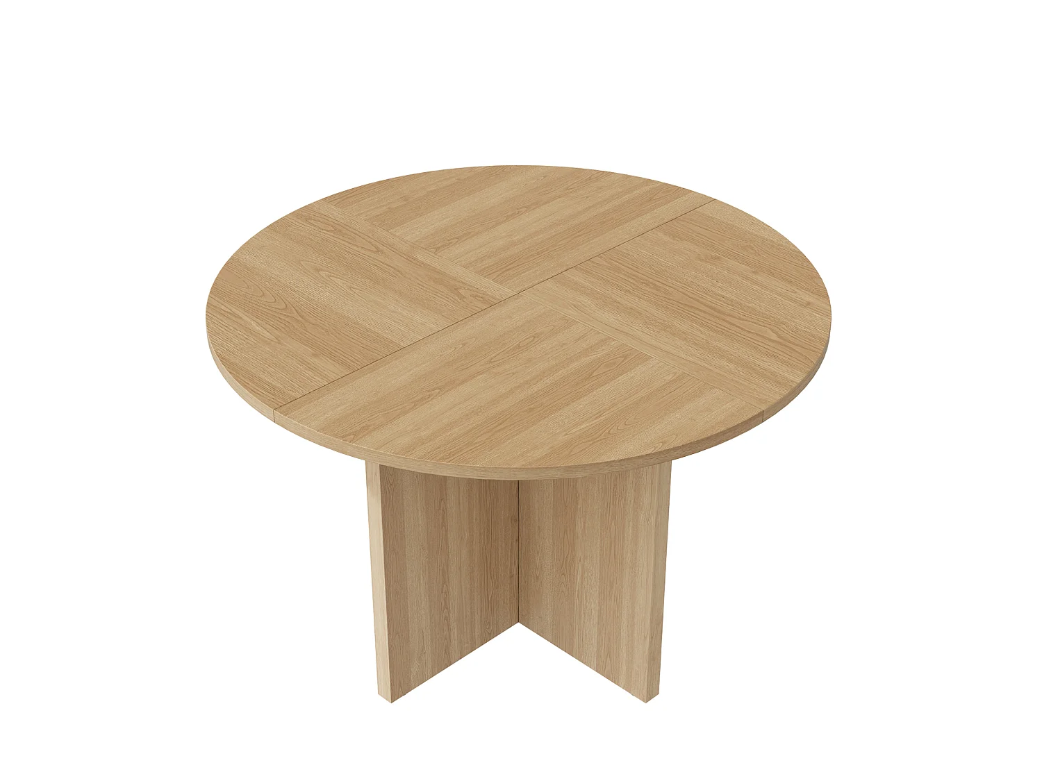 Table à manger ronde 120 cm naturel pour 4 à 6 personnes, plateau aspect bois en MDF