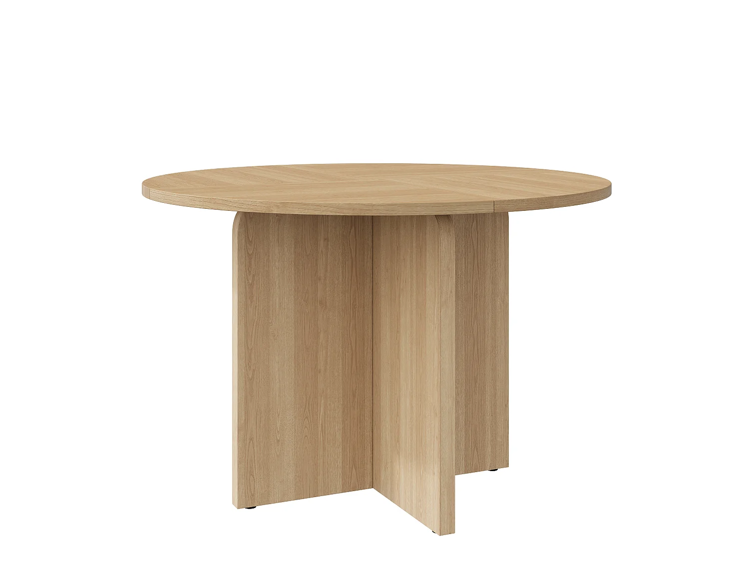 Table à manger ronde 120 cm naturel pour 4 à 6 personnes, plateau aspect bois en MDF