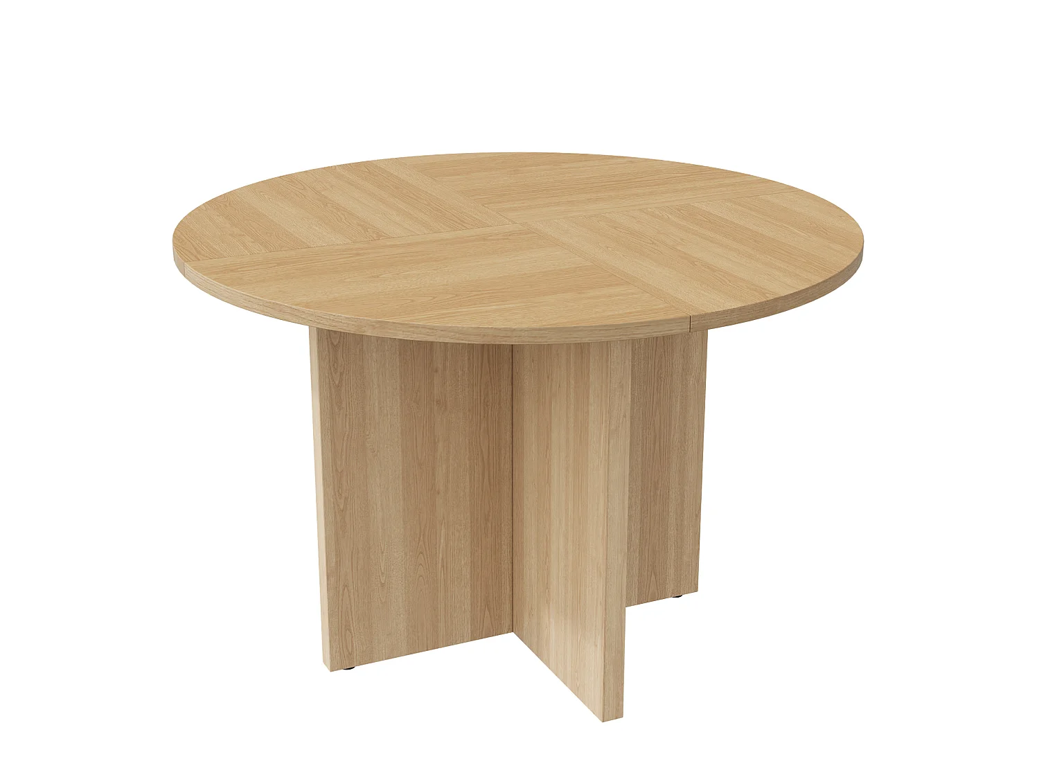 Table à manger ronde 120 cm naturel pour 4 à 6 personnes, plateau aspect bois en MDF
