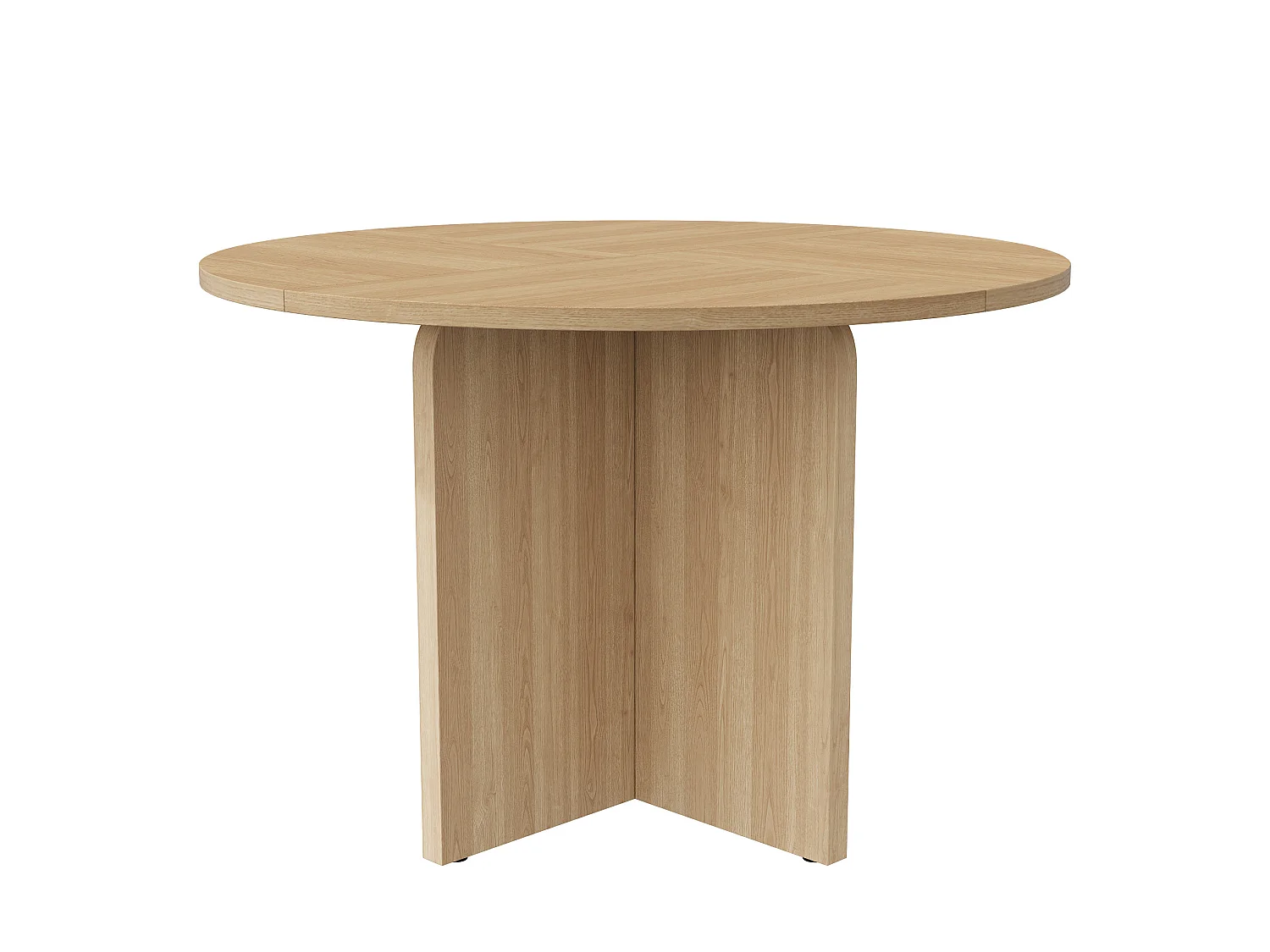 Table à manger ronde 120 cm naturel pour 4 à 6 personnes, plateau aspect bois en MDF
