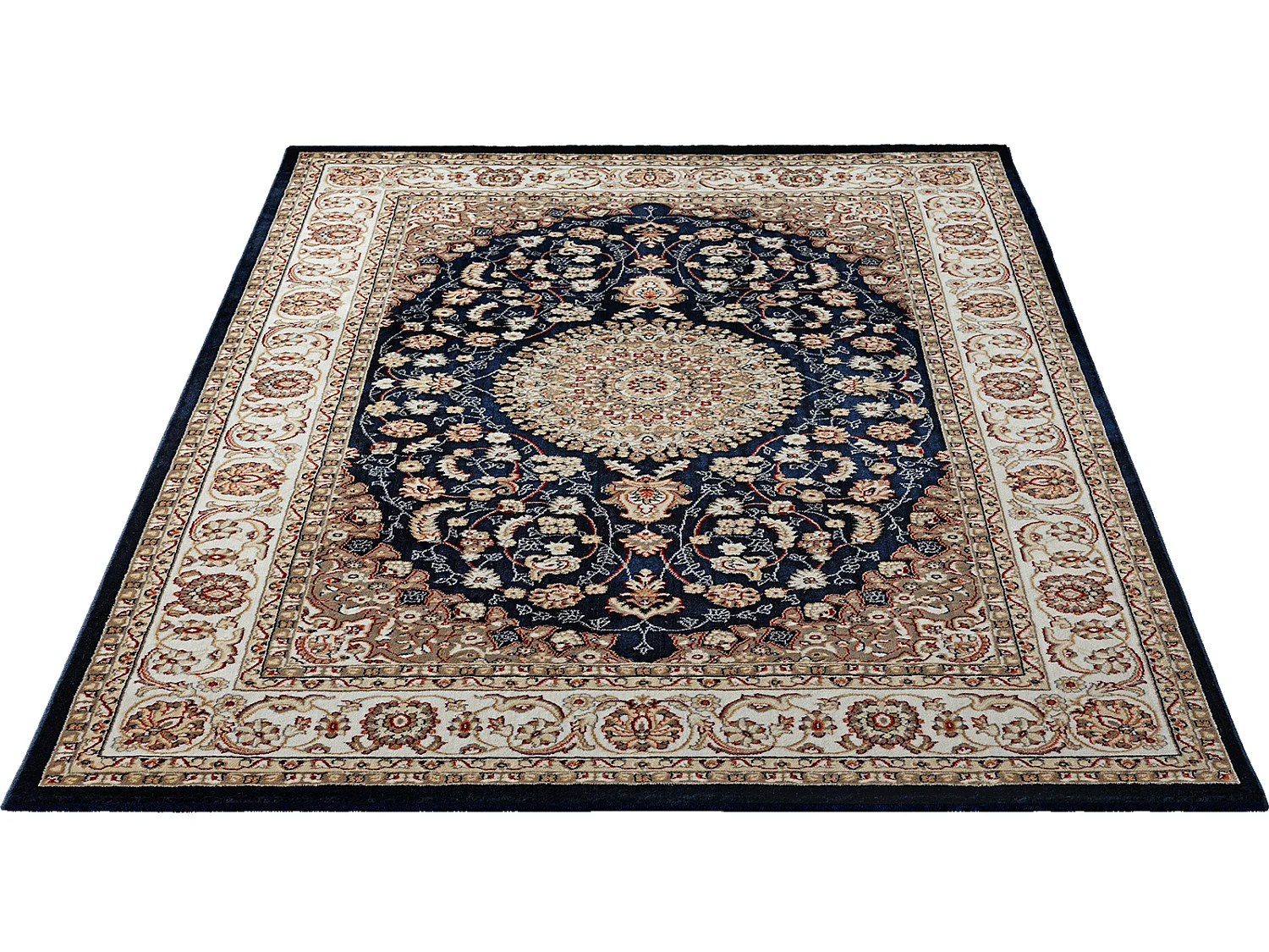 Tapis Dubai Deluxe salon oriental classique, Bleu, 80 x 300 cm