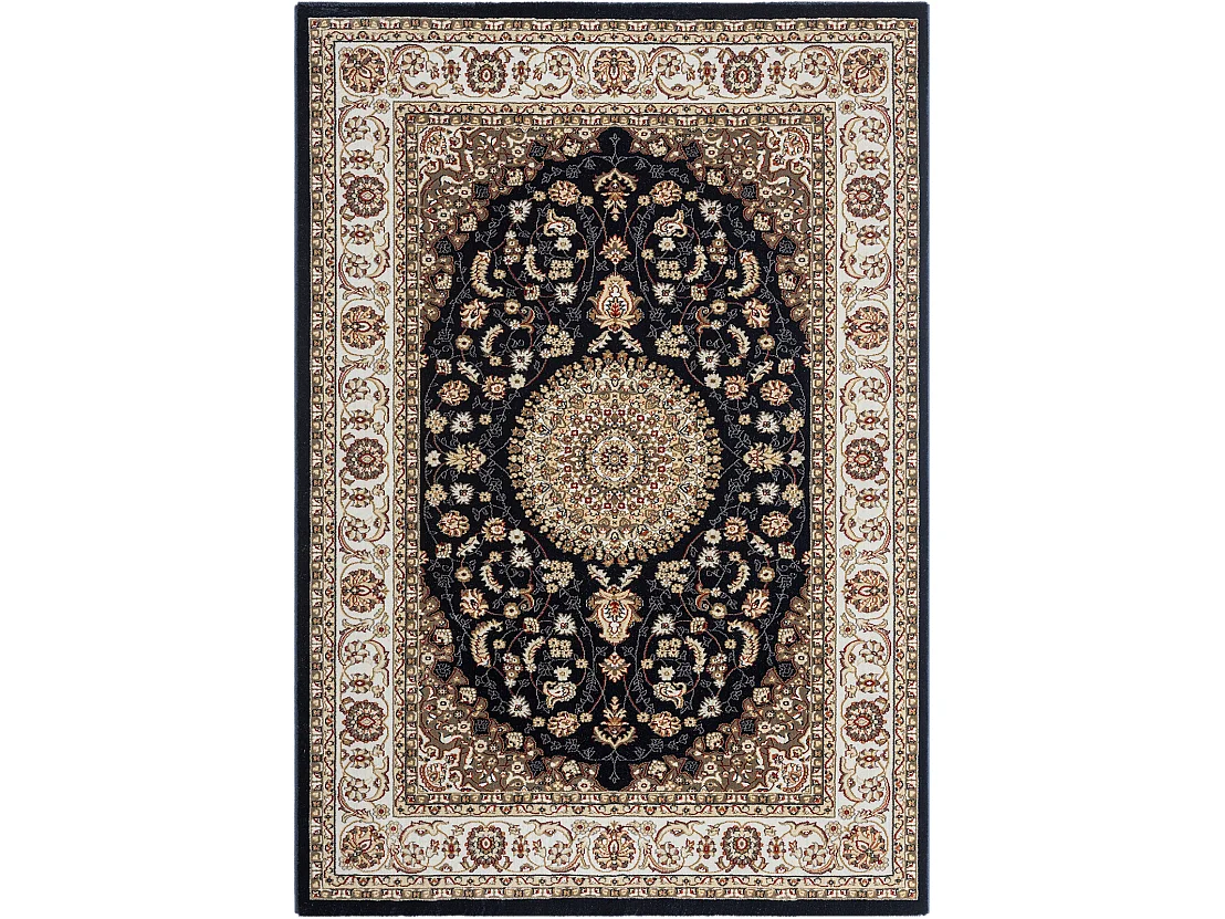 Tapis Dubai Deluxe salon oriental classique, Bleu, 80 x 300 cm