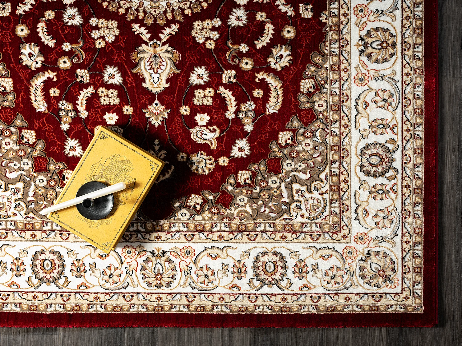 Tapis Dubai Deluxe salon oriental classique, Rouge, 80 x 150 cm