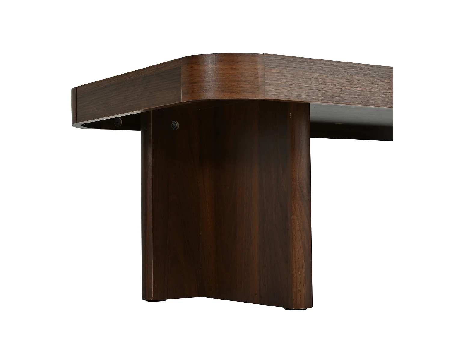 Tavolino rettangolare 100x50x35,5 cm finitura noce per soggiorno, bordi rialzati, angoli arrotondati, struttura stabile
