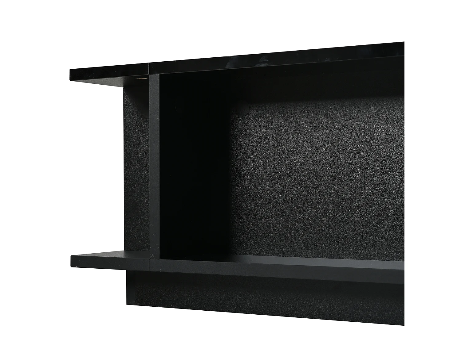 Tavolino quadrato 70x70x30 cm nero lucido piano vetro illuminazione led per soggiorno, vani aperti