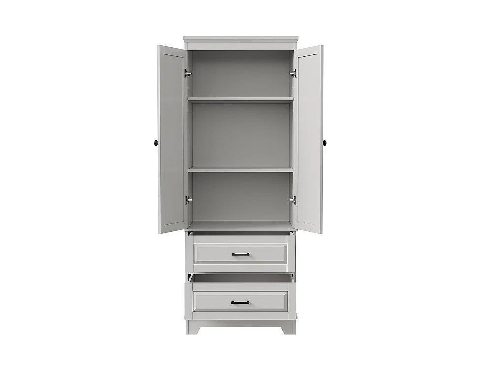 Armoire de rangement indépendant 70 × 47 × 185 cm - Armoire avec étagères réglables et 2 grands tiroirs - Design anti-pointe pour cuisine Salle de bains Salon - Boi