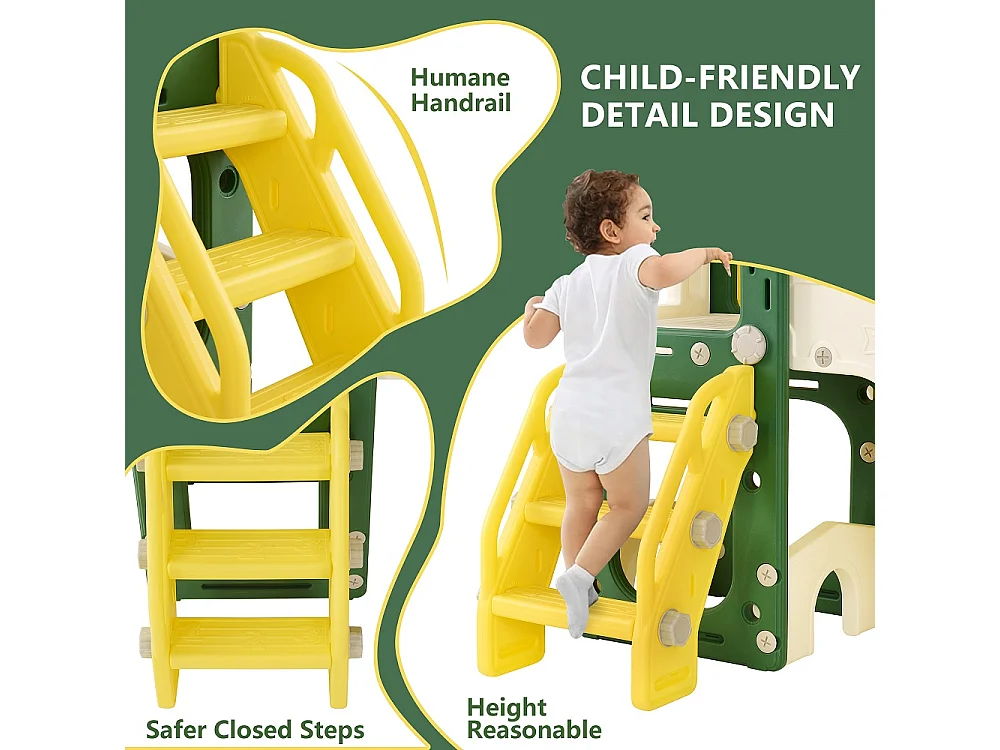 Parc de jeux pour enfants - 7 en 1 combinaison de diapositives avec 2 diapositives, tunnel rampant, échelle et télescope - jeu d'enfants pour l'extérieur intérieur