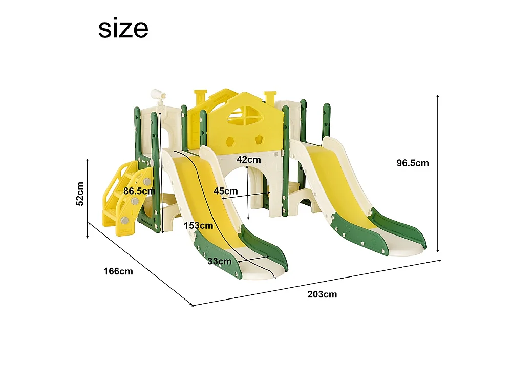 Parc de jeux pour enfants - 7 en 1 combinaison de diapositives avec 2 diapositives, tunnel rampant, échelle et télescope - jeu d'enfants pour l'extérieur intérieur
