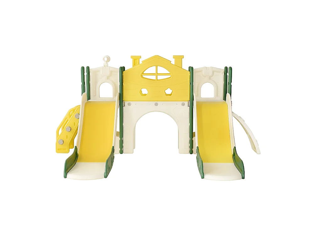 Parc de jeux pour enfants - 7 en 1 combinaison de diapositives avec 2 diapositives, tunnel rampant, échelle et télescope - jeu d'enfants pour l'extérieur intérieur