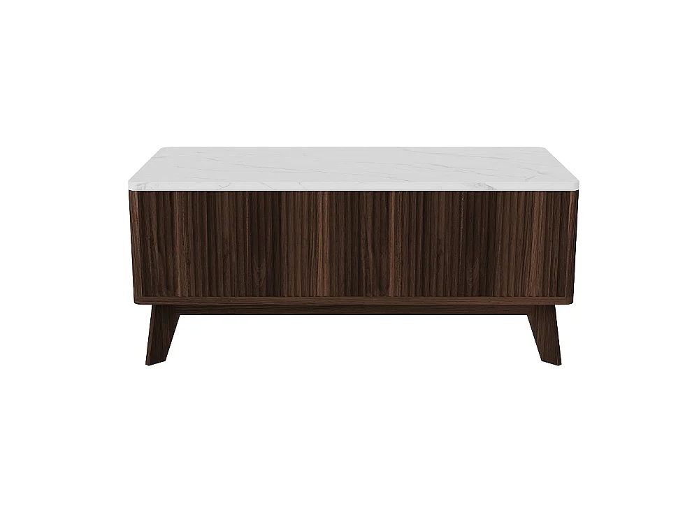Table basse ascenseur 105×53×42 cm - Table à manger montante avec stockage caché - Faux marbre Table de coffre ascenseur - chocolat