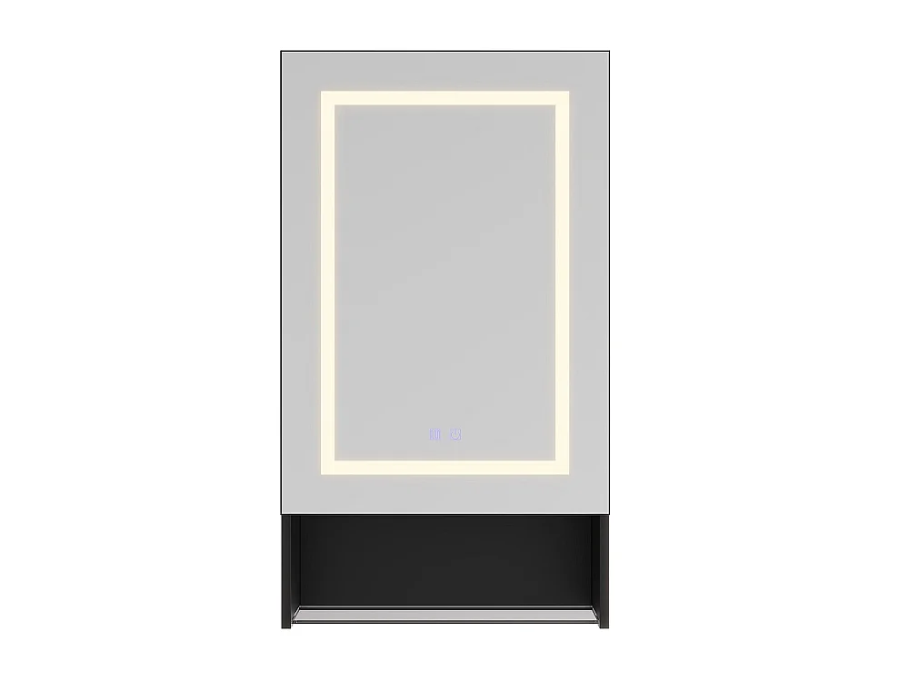 LED salle de bain miroir armoire 50 × 88 × 16 cm - Armoire monté sur le mur avec anti-brouillard et 3 couleurs lumière dimmable, angle de stockage ouvert et étagère