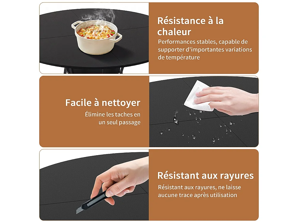 Table à manger ronde 120cm - Table de cuisine industrielle avec étagère de rangement et cadre métallique, pour 6 personnes - Bois - noir