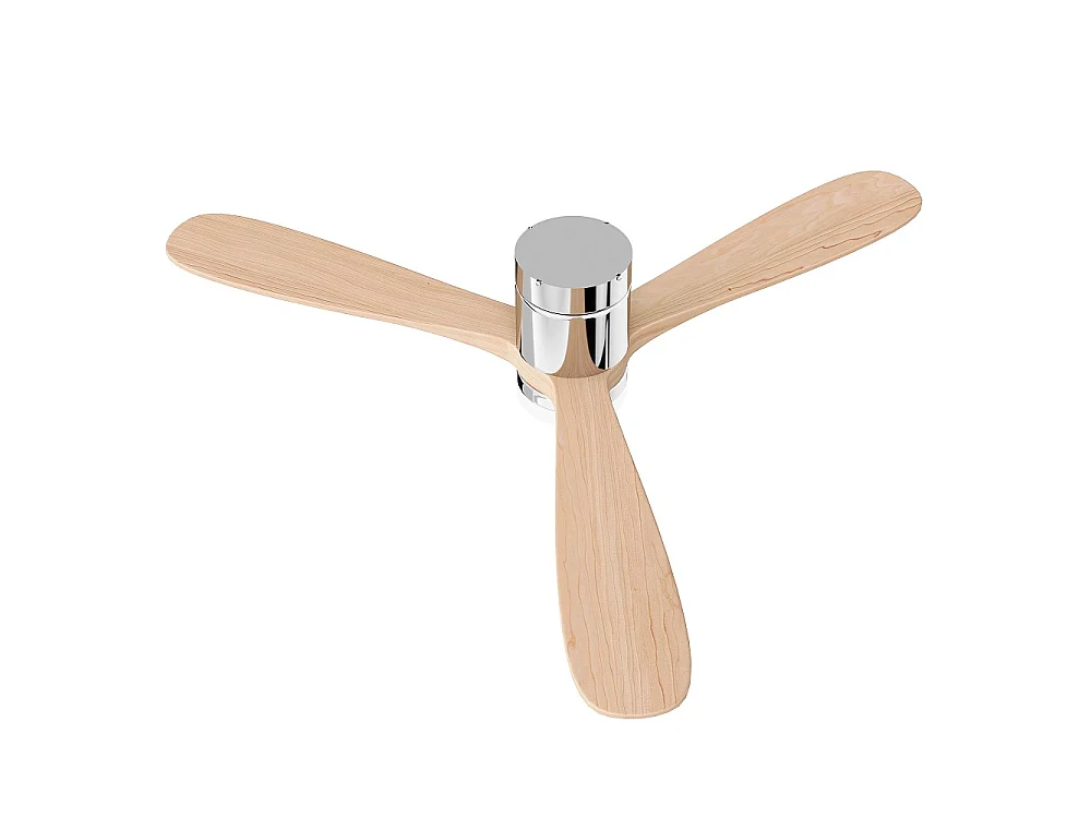 Ventilateur de plafond de montage rinçage avec lumière LED 52 pouces -  3 lames en bois massif moteur DC ventilateur de plafond de profil bas, 6 vitesses réversible