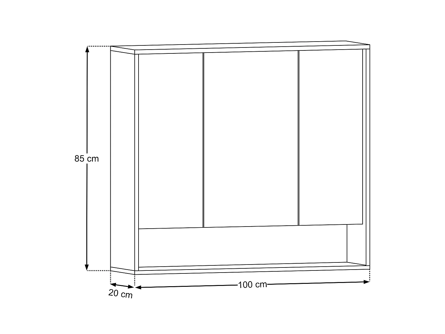 Armoire avec Miroir 100cm 3 Portes DOROTHY RISTRETTO