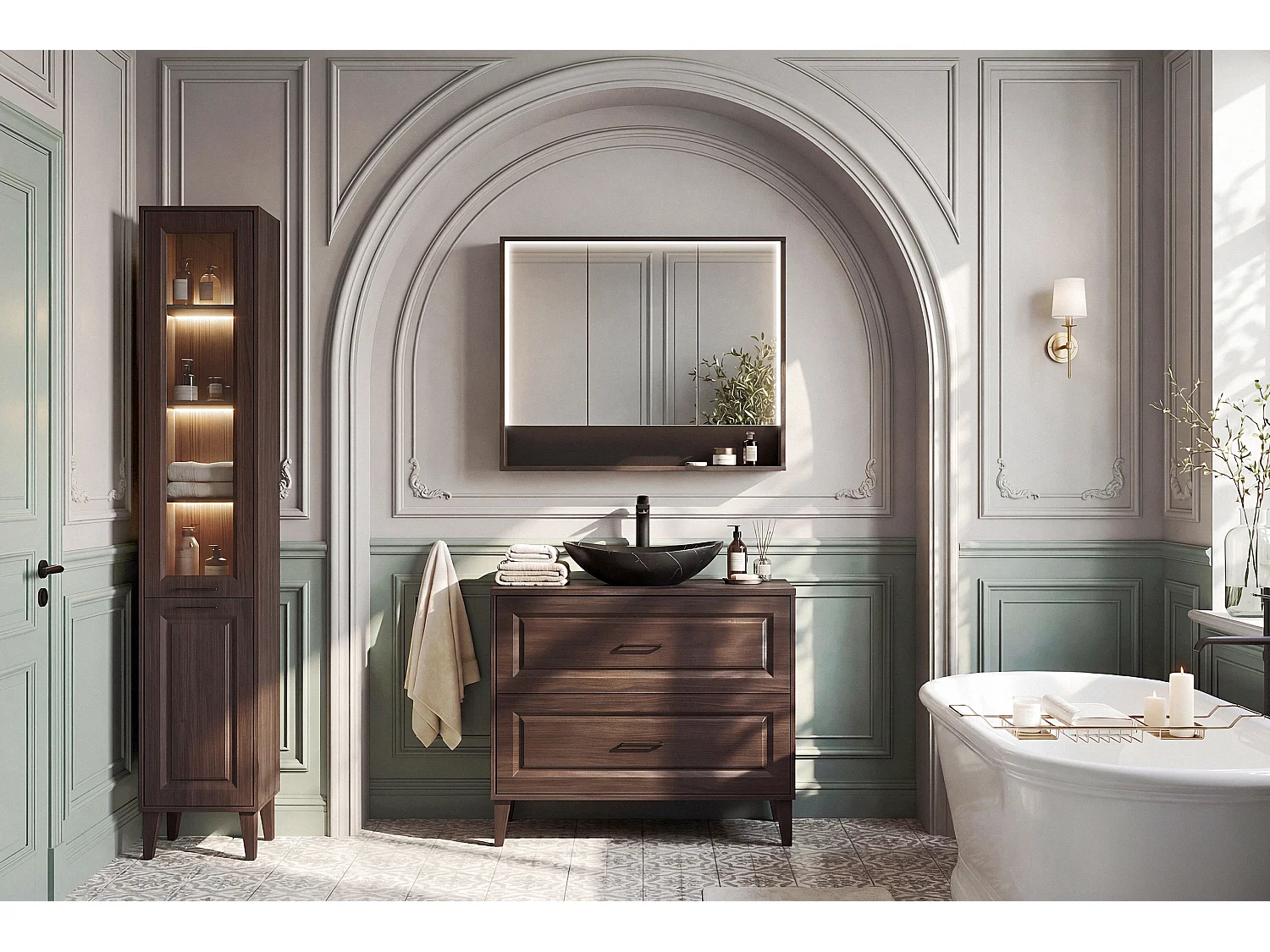 Armoire avec Miroir 100cm 3 Portes DOROTHY RISTRETTO