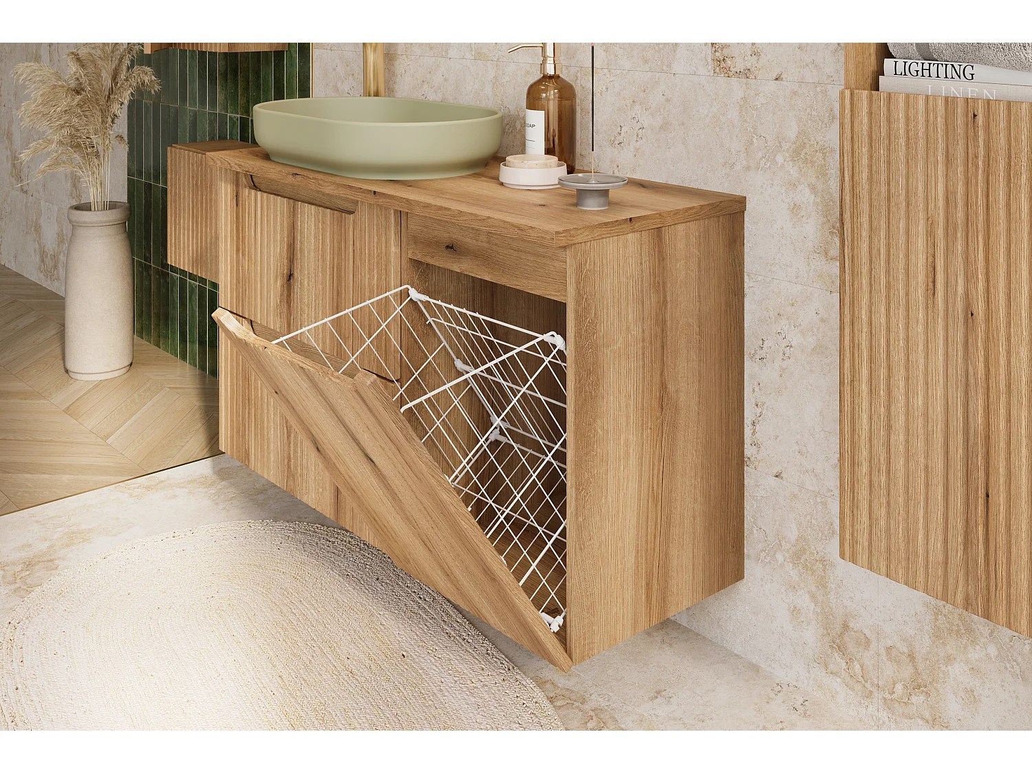 Meuble sous plan de 40cm avec panier à linge NOVA COAST EVOKE