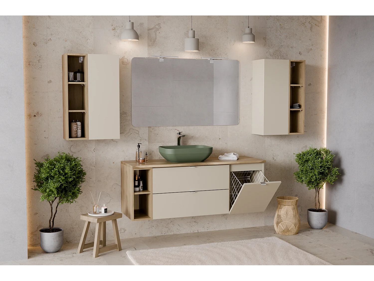 Meuble sous plan 40 cm avec panier à linge DALIA CASHMERE 81-40-1DK