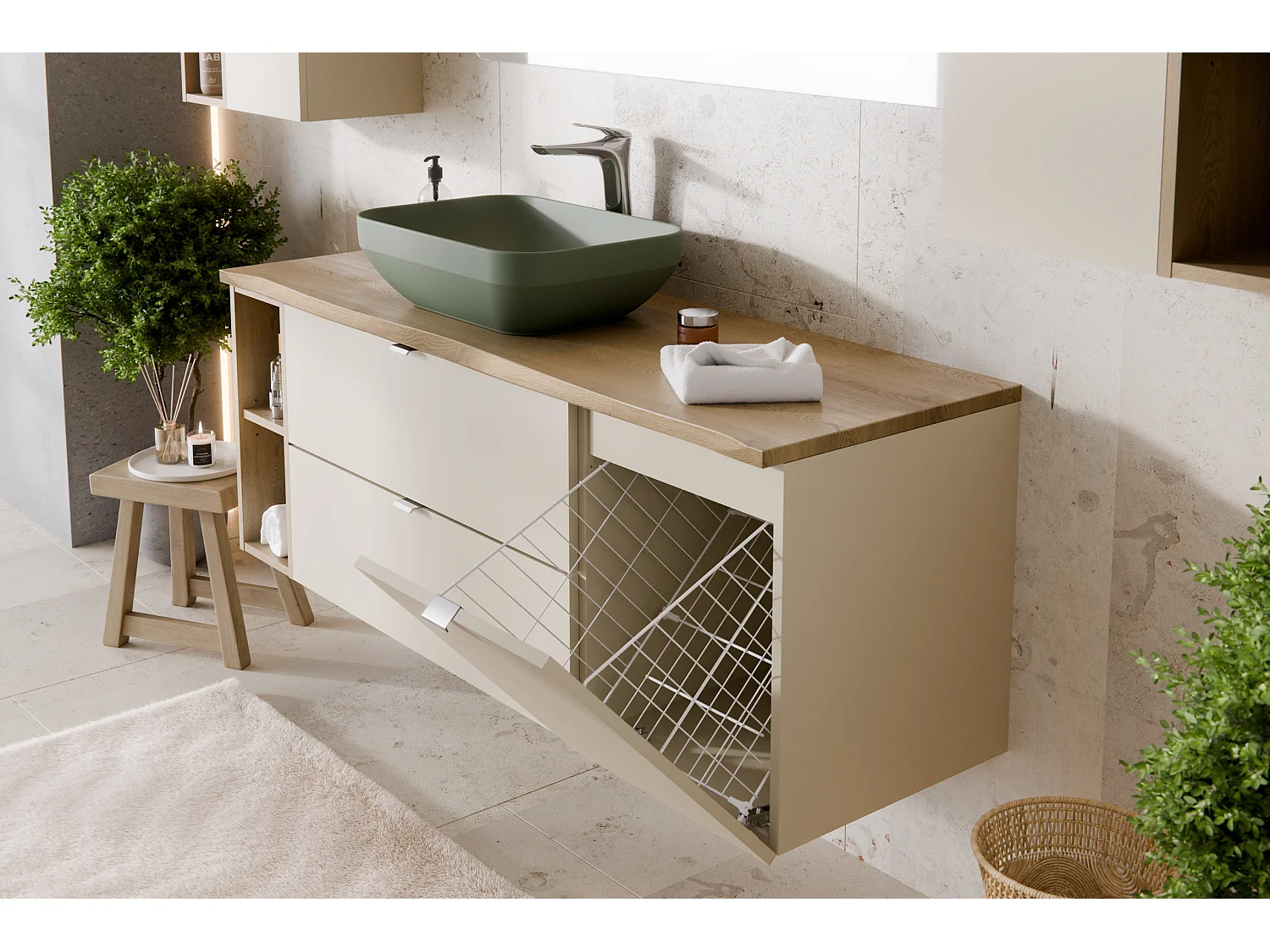 Meuble sous plan 40 cm avec panier à linge DALIA CASHMERE 81-40-1DK