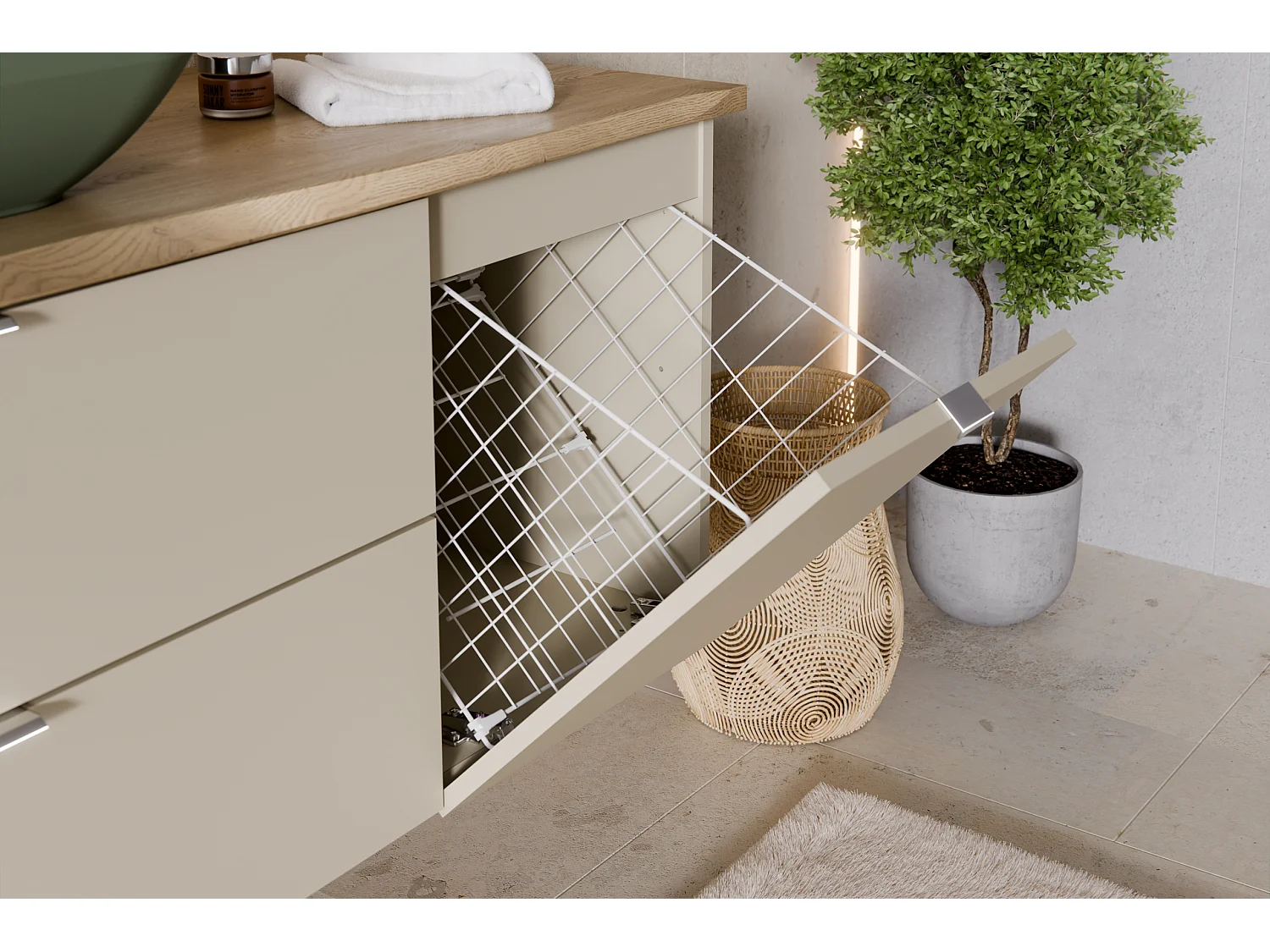 Meuble sous plan 40 cm avec panier à linge DALIA CASHMERE 81-40-1DK